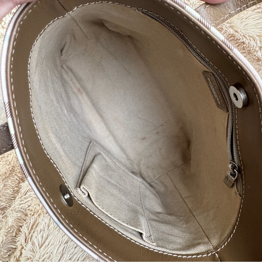 Burberry Plaid Nova Check Small Tote Handbag - Taupe and Candy Pink - Silver HW - Picture 8 of 15